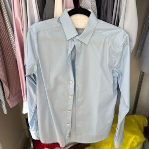 New without tags Eton Mens Button-Up Shirt Blue Flowers 38/15 Super Slim